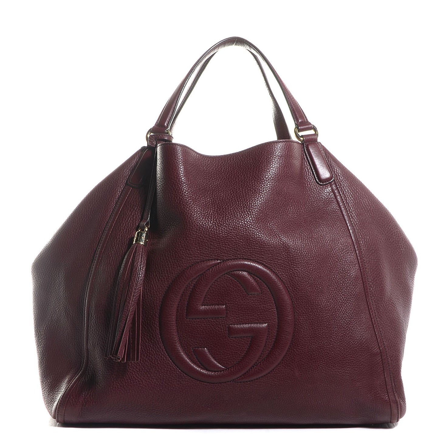 Pebbled Calfskin Large Soho Shoulder Bag Bordeaux