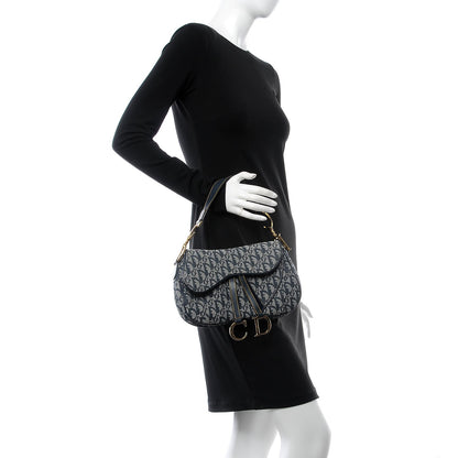 Christian Dior Monogram Double Saddle Bag Navy Blue 2 of 7