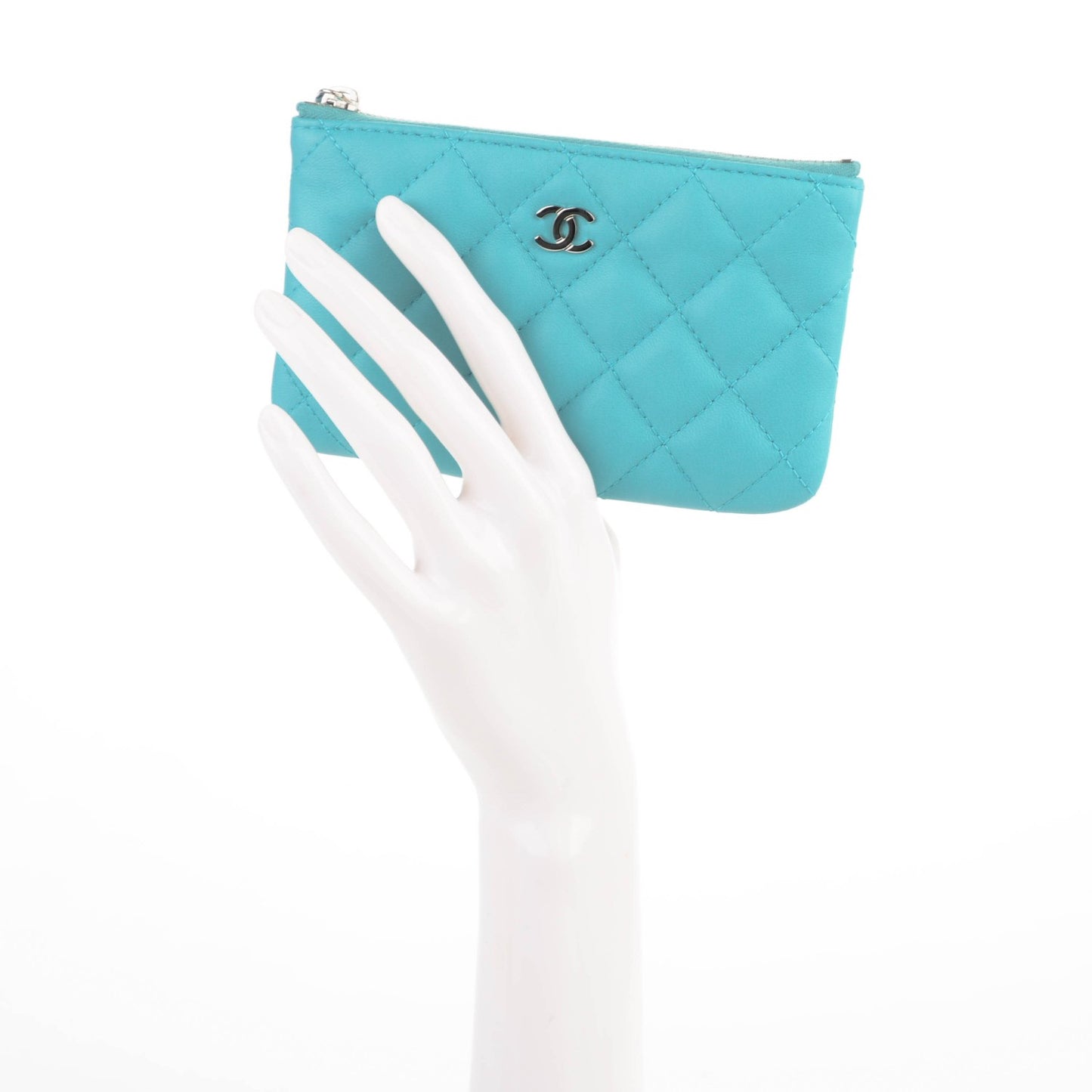 Lambskin Quilted Coin Purse Case Turquoise