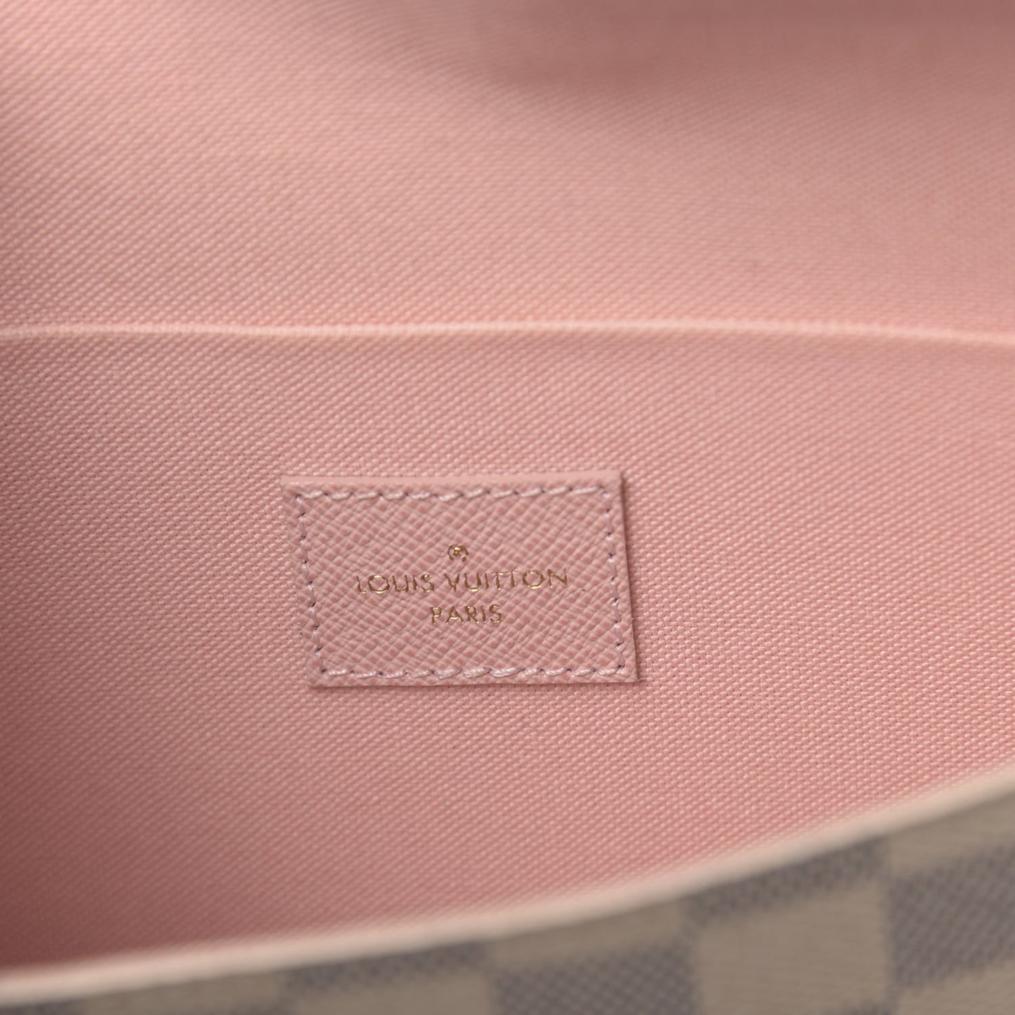 Damier Azur Pochette Felicie Chain Wallet Rose Ballerine