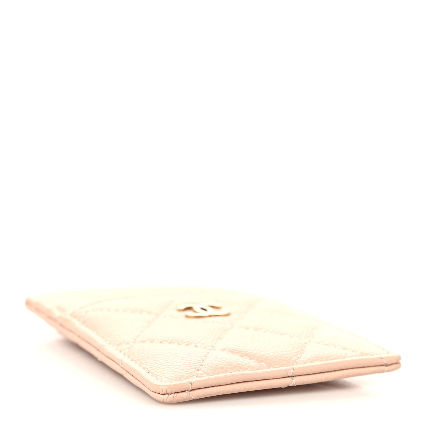 Caviar Quilted Vertical Card Holder  Light Pink