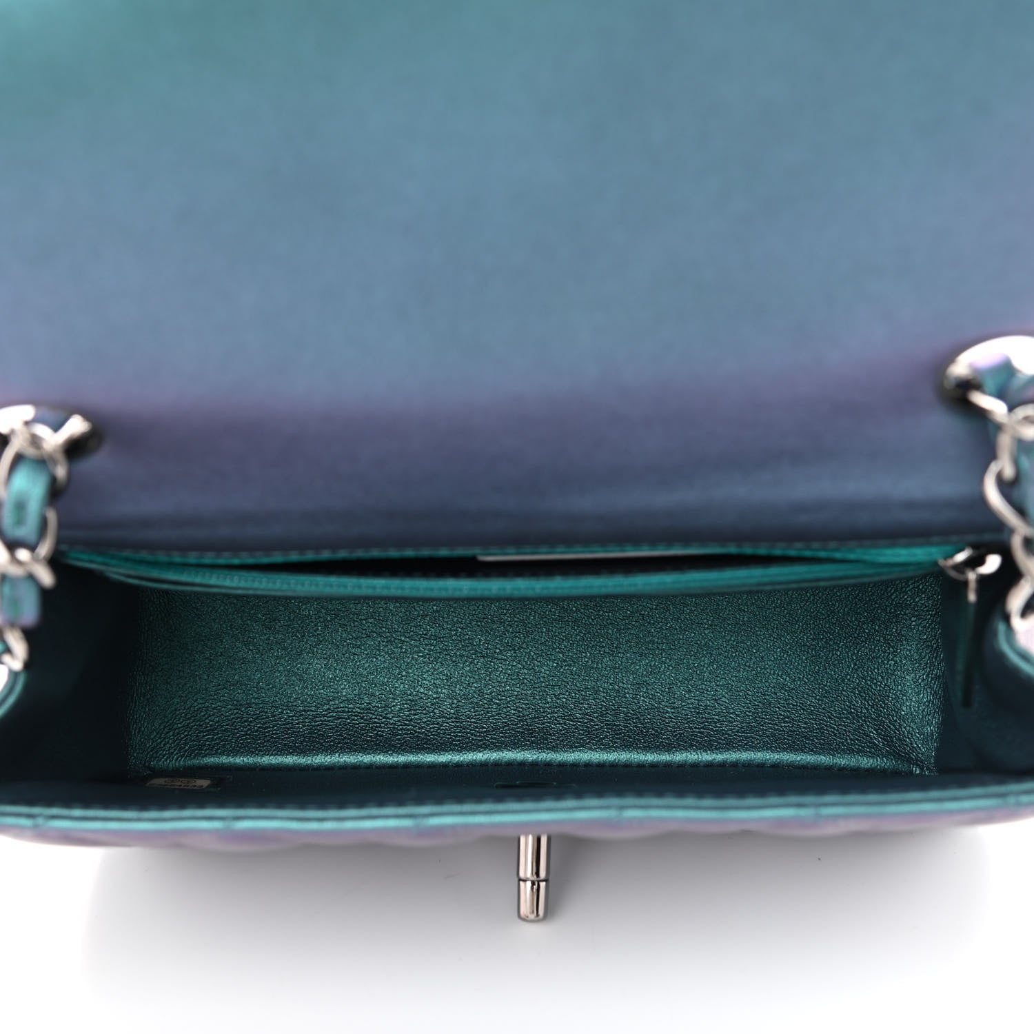 Chanel Iridescent Lambskin Quilted Mini Rectangular Flap Turquoise 5 of 11