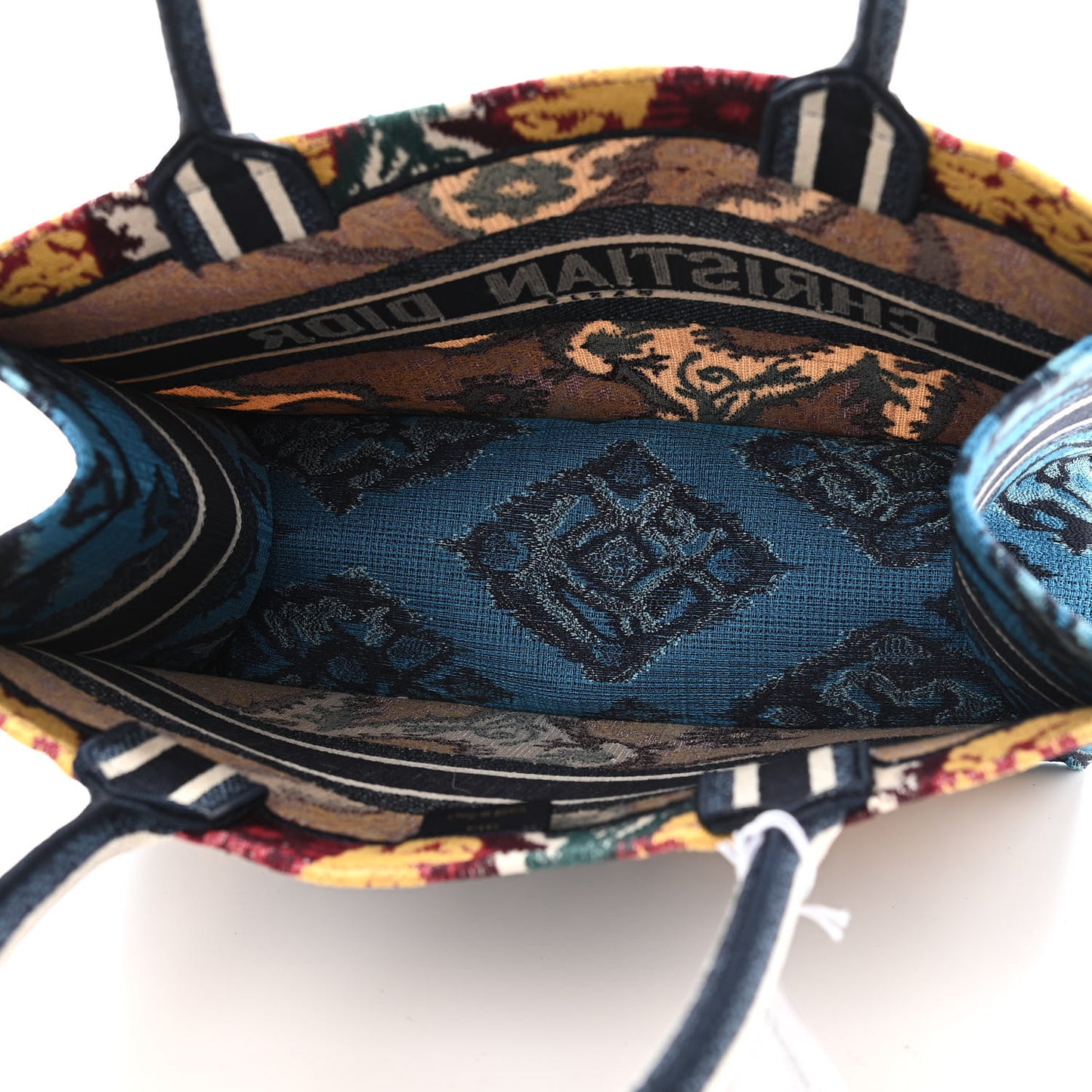 Canvas Embroidered Paisley Medium Book Tote Blue Multicolor