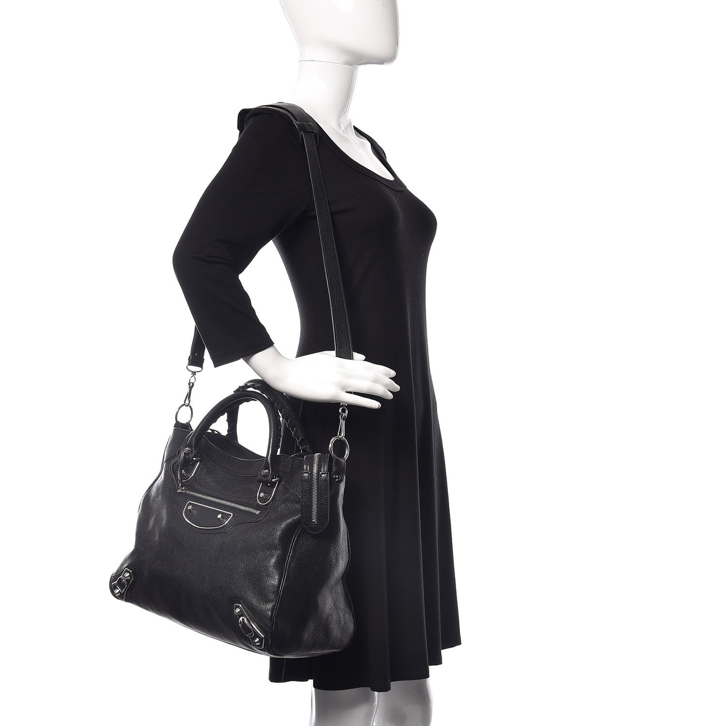 Chevre Silver Metallic Edge Hardware Velo Black