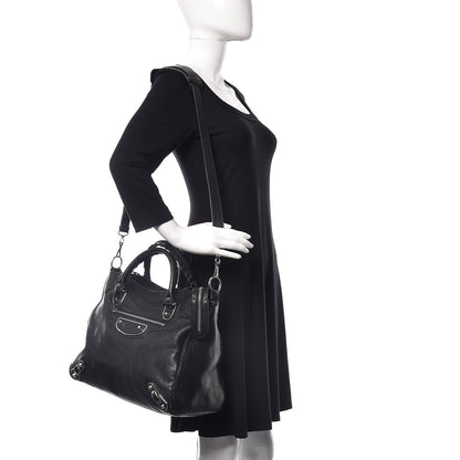 Balenciaga Chevre Silver Metallic Edge Hardware Velo Black 2 of 12