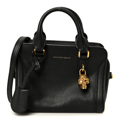 Alexander McQueen Pebbled Calfskin Mini Skull Padlock Zip Around Tote Black 1 of 11