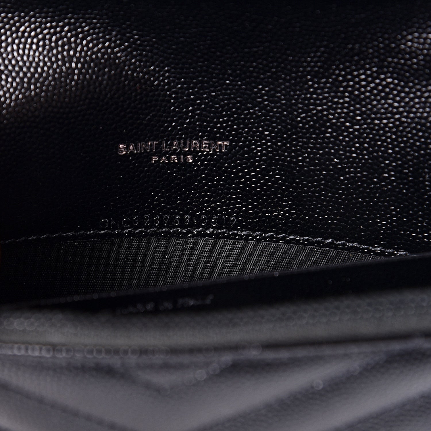 Saint Laurent Grain De Poudre Matelasse Chevron Monogram Envelope Chain Wallet Black 6 of 10