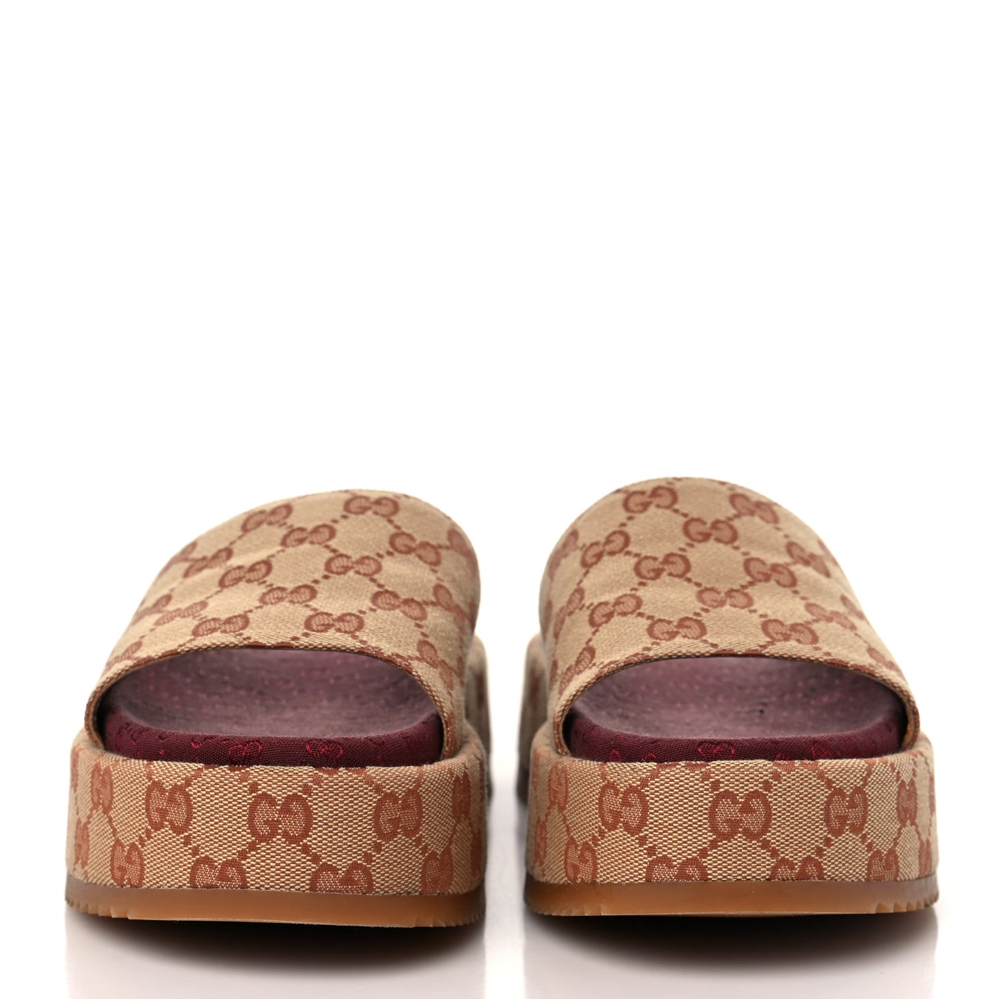 Canvas GG Monogram Angelina Platform Slide Sandals 40 Beige Ruggine