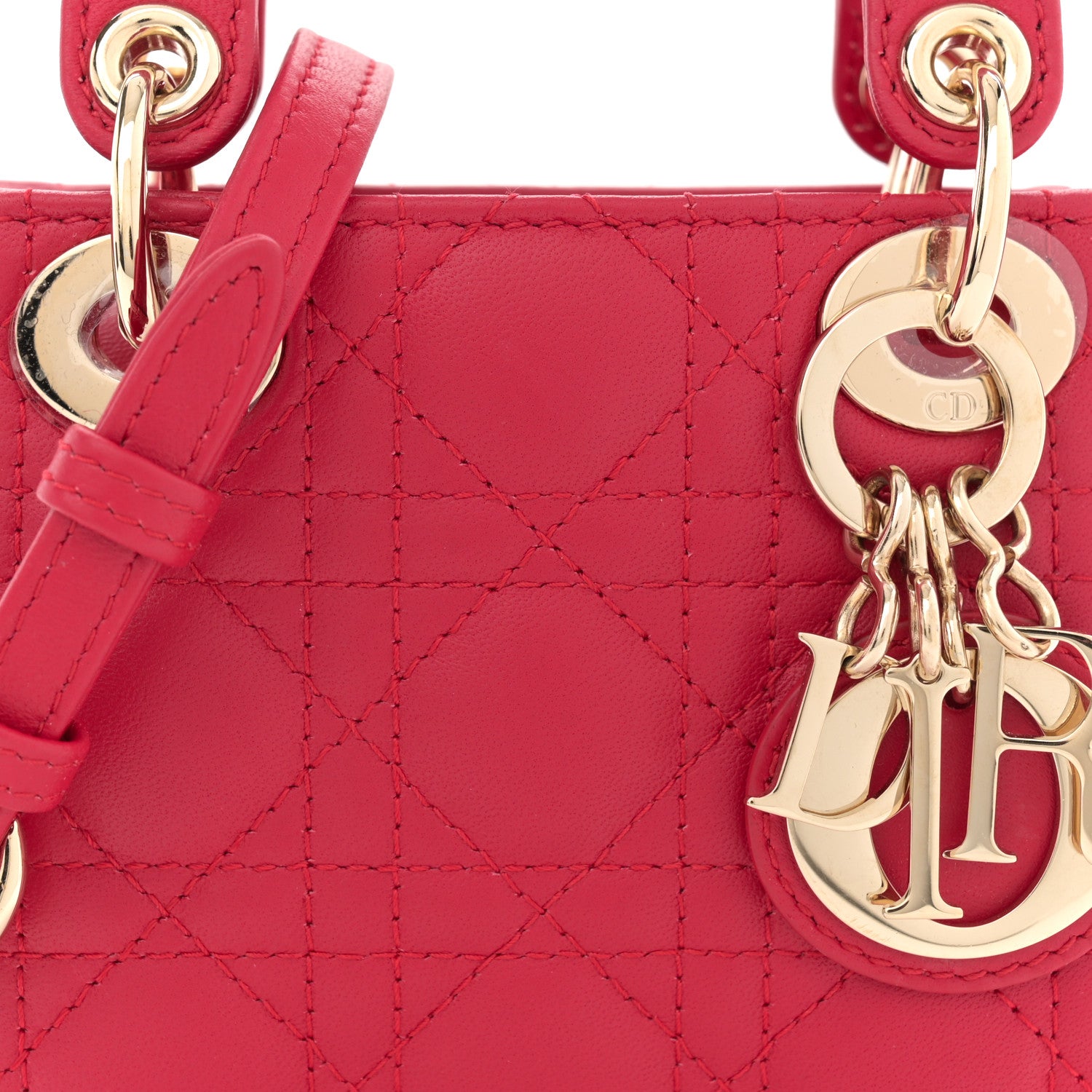 Christian Dior Lambskin Cannage Micro Lady Dior Red 8 of 12