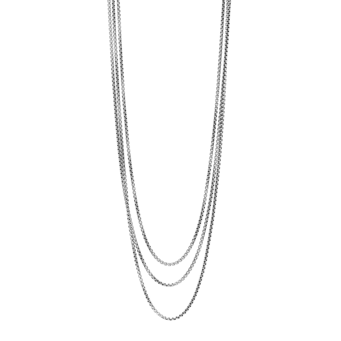 Sterling Silver 14K Yellow Gold 2.7mm Box Chain Necklace 72"