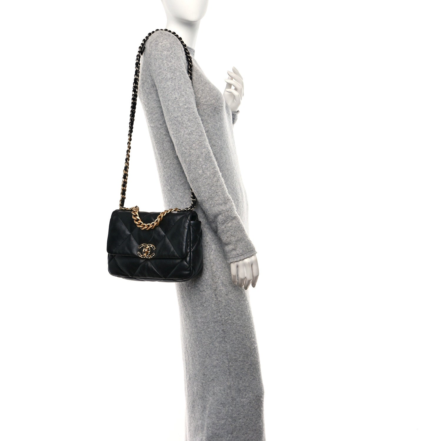 Chanel Lambskin Quilted Medium Chanel 19 Flap Black 2 of 12
