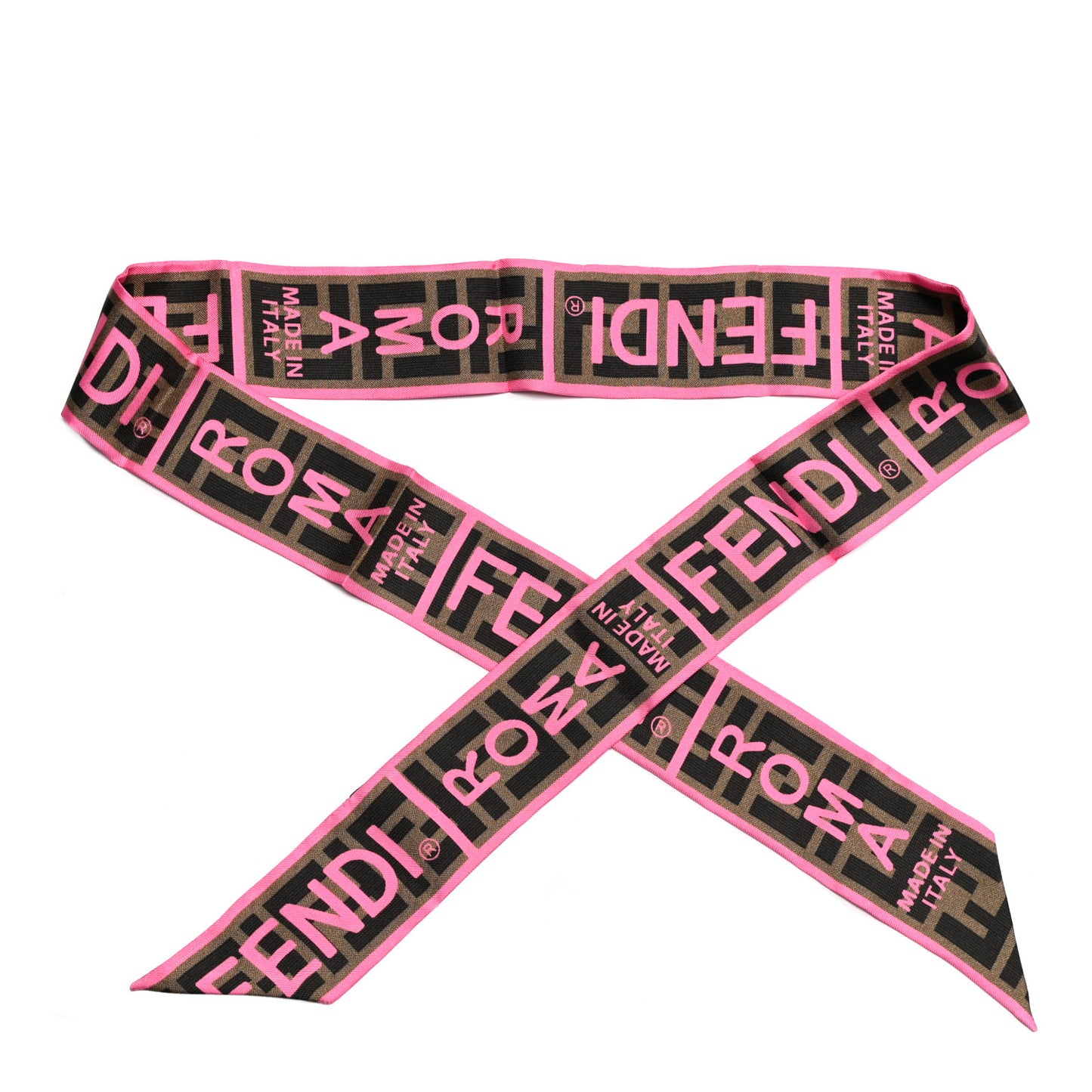 Silk FF 1974 Roma Logo Wrappy Scarf Rosa Fluo