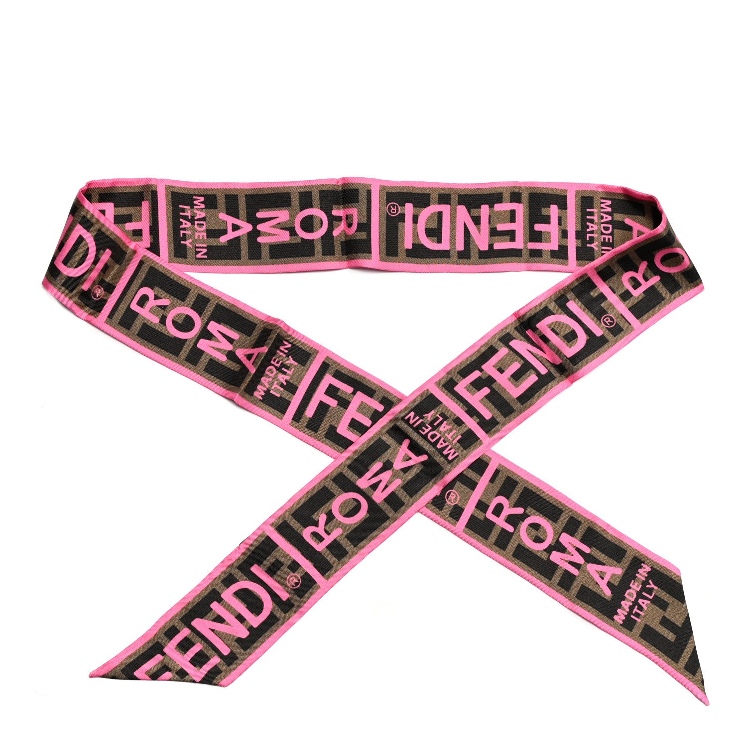 Fendi Silk FF 1974 Roma Logo Wrappy Scarf Rosa Fluo 1 of 3