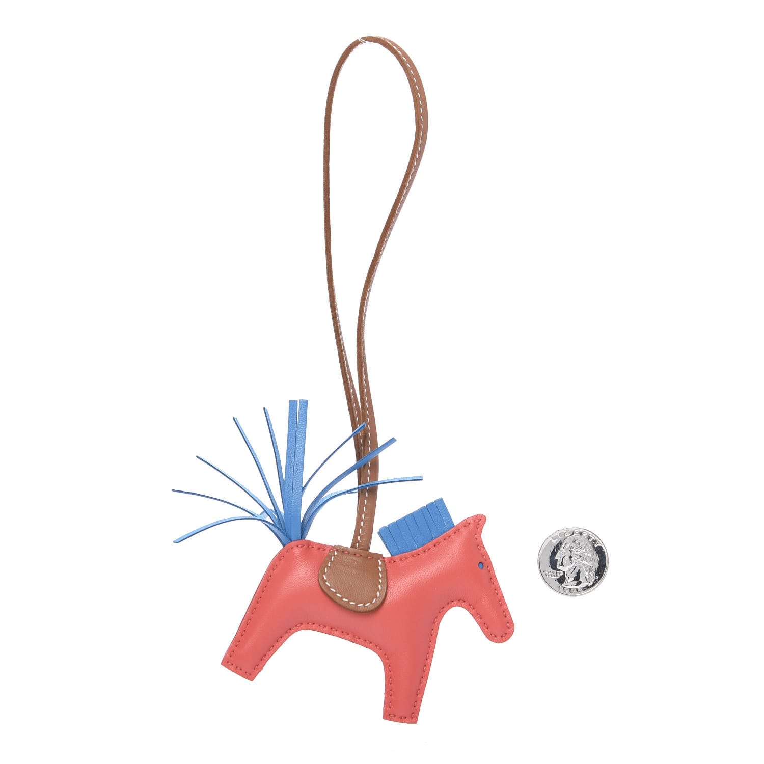 Hermes Milo Lambskin Grigri Rodeo Horse Bag Charm PM Rose Texas Bleu Zanzibar Gold 2 of 5