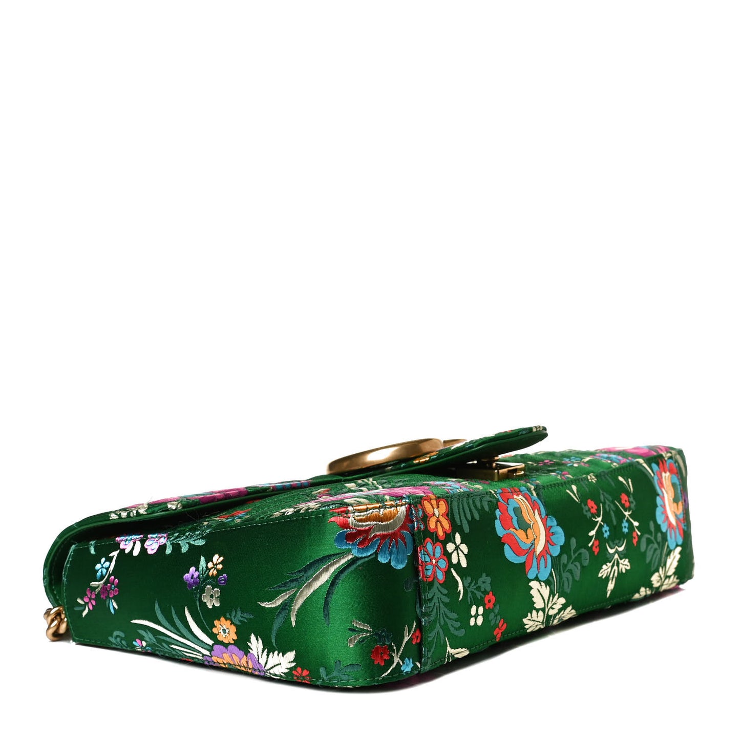 Jacquard Matelasse Floral Medium GG Marmont Shoulder Bag Green
