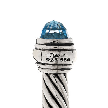 David Yurman Sterling Silver 14K Yellow Gold Blue Topaz 5mm Cable Classics Bracelet 3 of 5