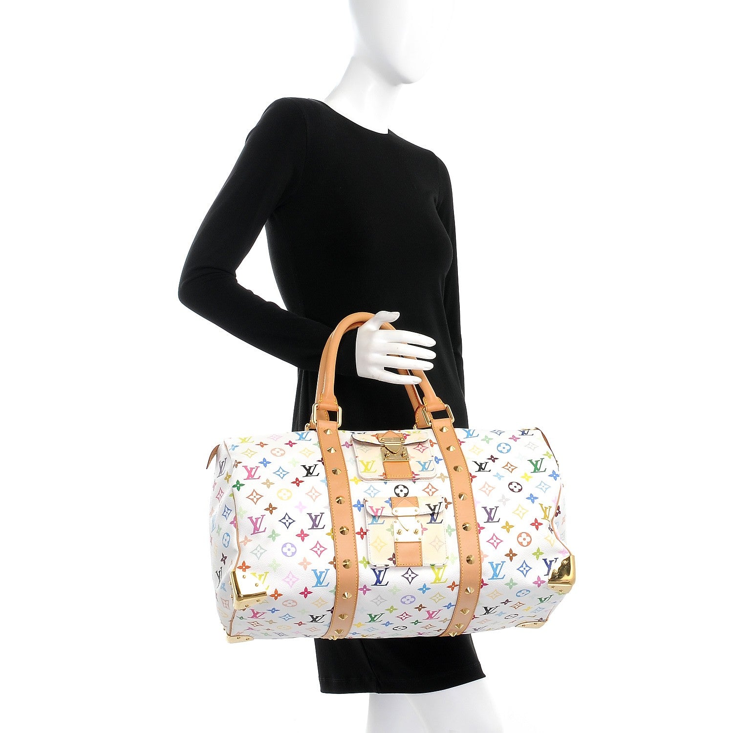 Louis Vuitton Monogram Multicolor Keepall 45 White 2 of 8