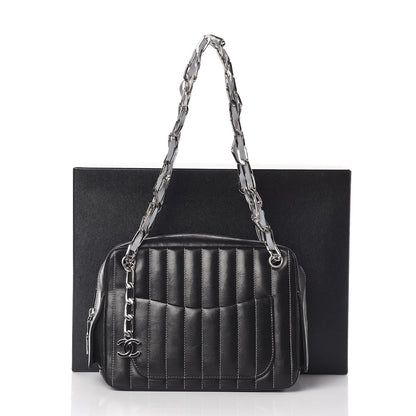 Chanel Lambskin Vertical Quilted Mademoiselle Small Camera Case Black 11 of 11