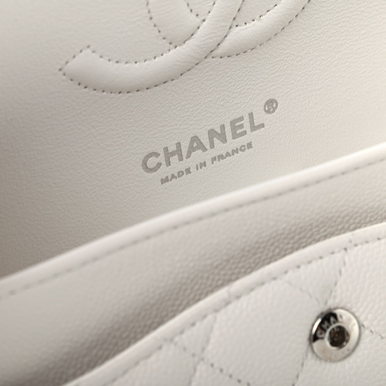 Chanel Caviar Quilted Medium Double Flap White 8 of 10