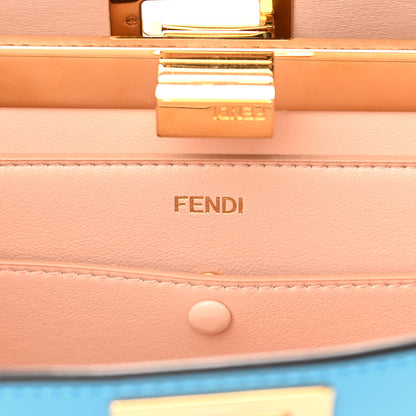 Fendi Vitello King Luxor Shiny Nappa Medium Peekaboo I SEE U East West Satchel Cyber Blue Light Rose 7 of 13