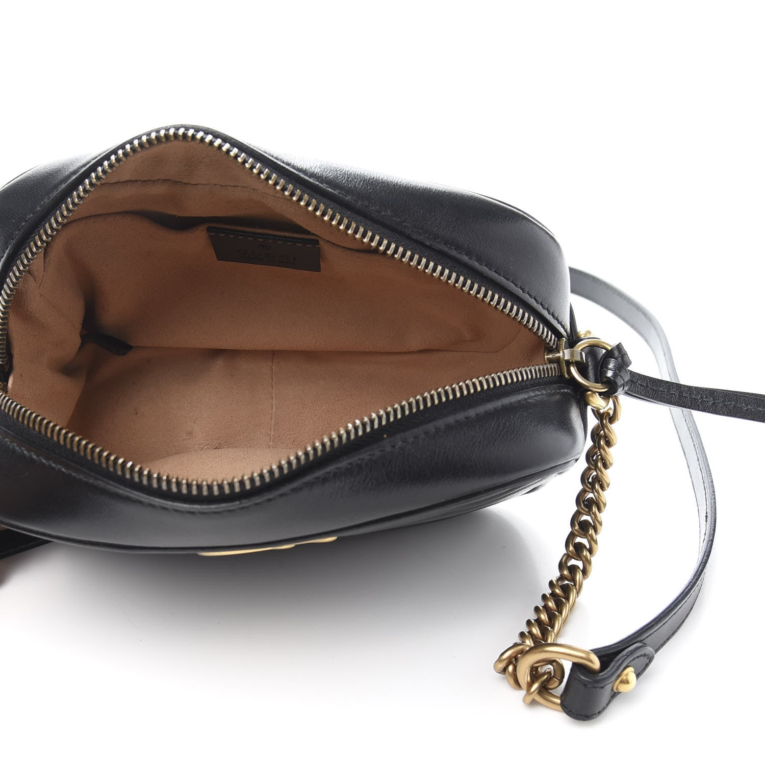 Gucci Calfskin Matelasse Mini GG Marmont Chain Shoulder Bag Black 5 of 11
