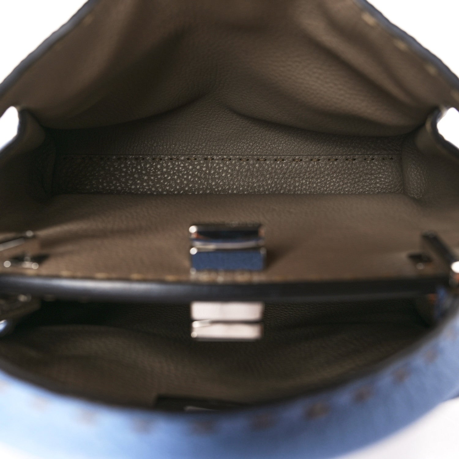 Fendi Cuoio Roma Selleria Chamois Bi-Color Medium Peekaboo Iconic Essentially Satchel Sky Blue Latte 4 of 8