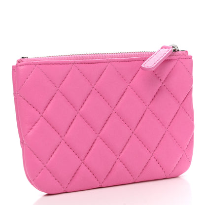 Chanel Lambskin Quilted Small Cosmetic Case Neon Pink 3 of 8