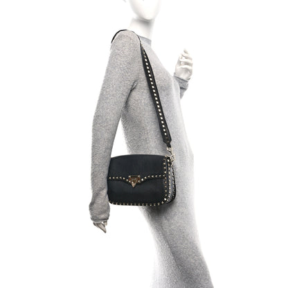 Valentino Garavani Pebbled Calfskin Medium Rockstud Flap Saddle Bag Black 2 of 15