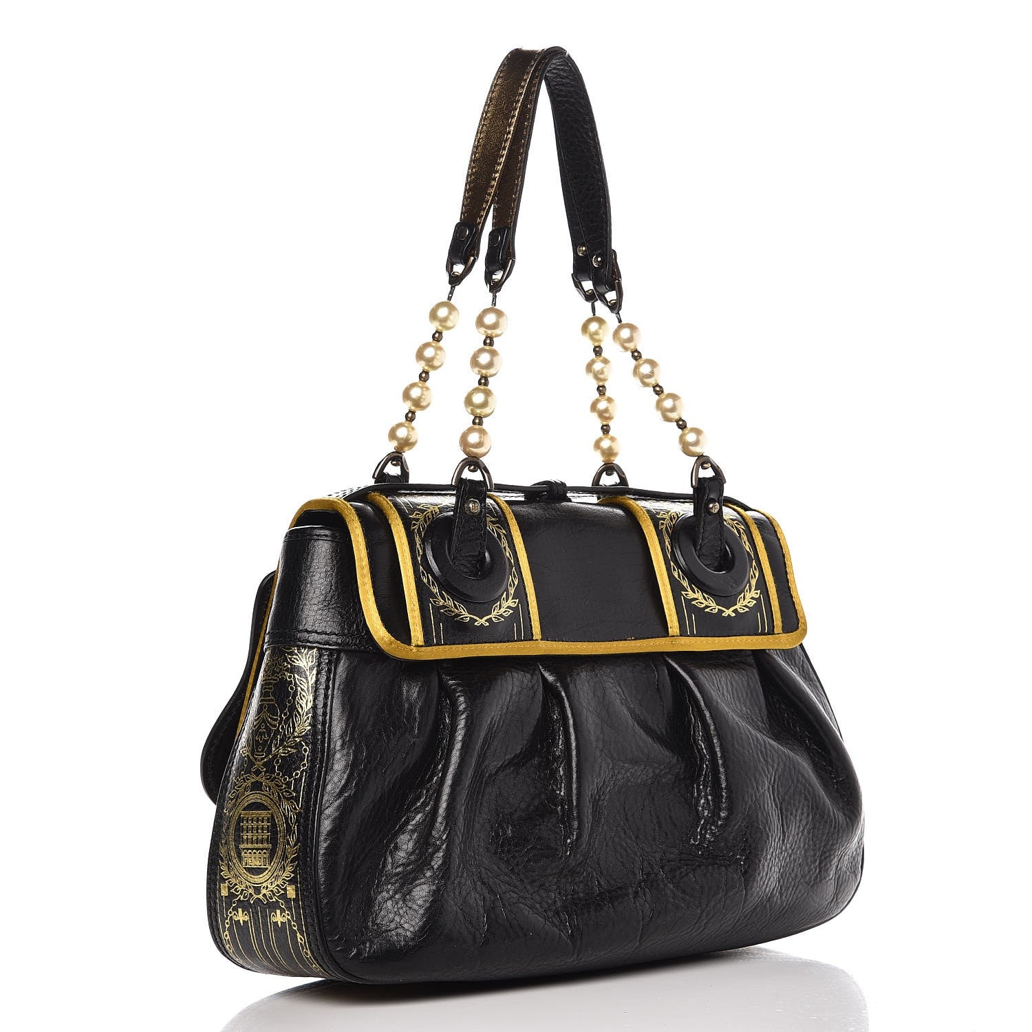 Fendi Calfskin Embellished B Bag Black 3 of 12