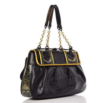 Fendi Calfskin Embellished B Bag Black 3 of 12
