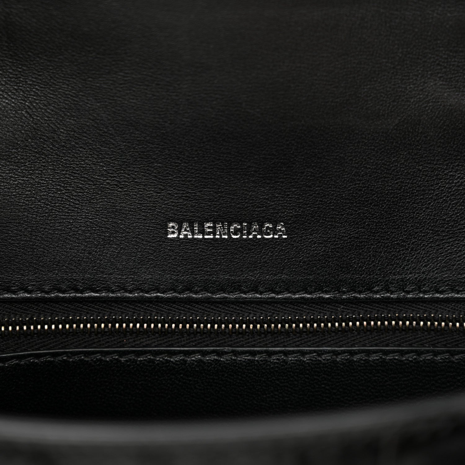 Balenciaga Shiny Calfskin Monochrome Crocodile Embossed Small Hourglass Top Handle Bag Black 6 of 12