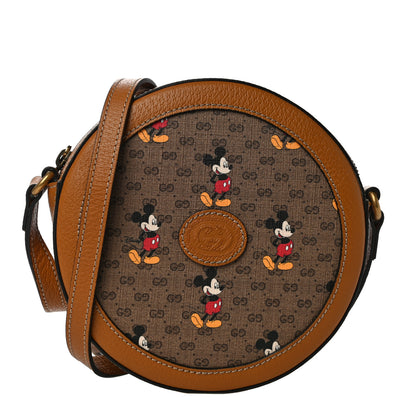 Gucci X DISNEY Mini Vintage GG Supreme Monogram Mickey Mouse Round Shoulder Bag Beige Vintage Sun Oil 1 of 12