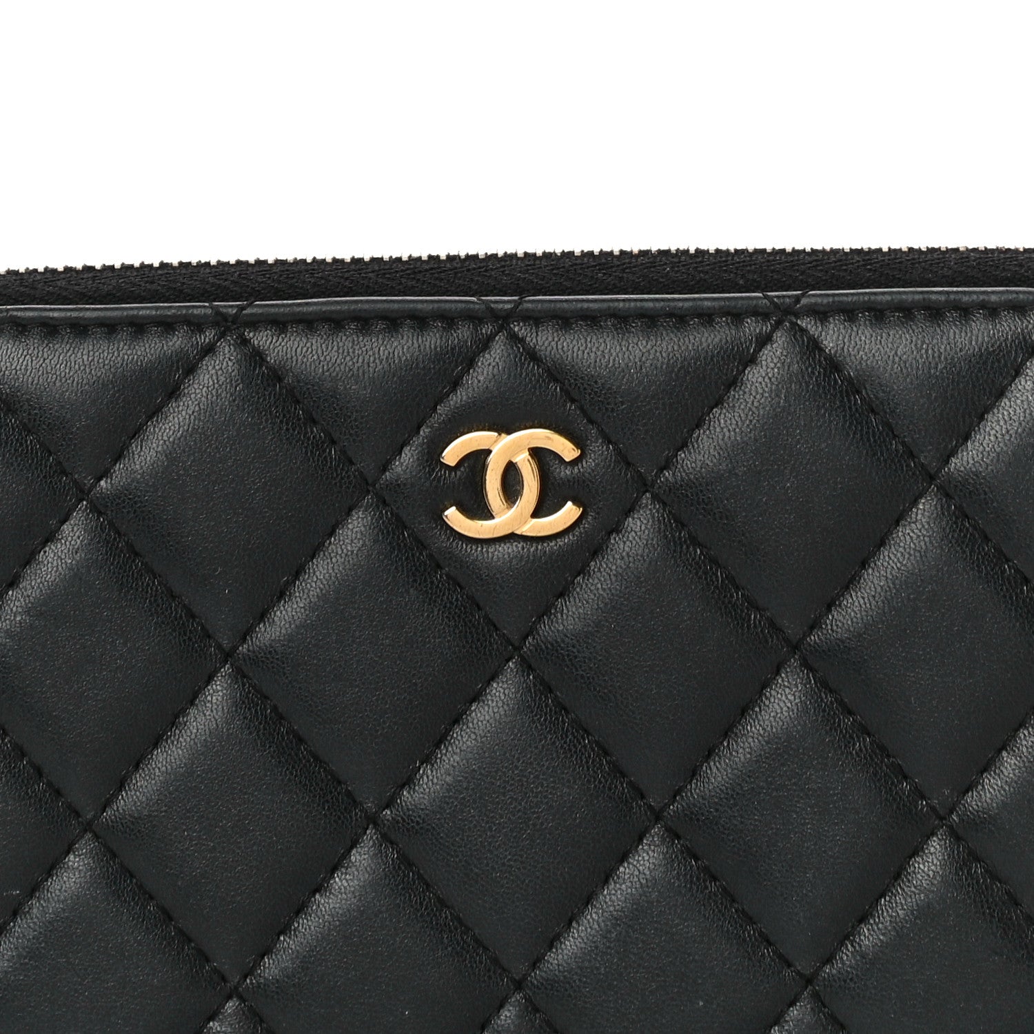 Chanel Lambskin Quilted Large Gusset Zip Around Wallet Black 9 of 14