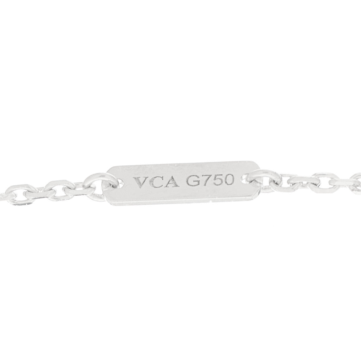 18K White Gold Mother Of Pearl Vintage Alhambra Pendant Necklace
