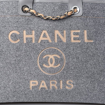 Chanel Wool Felt Large Deauville Tote Grey Beige 14 of 14