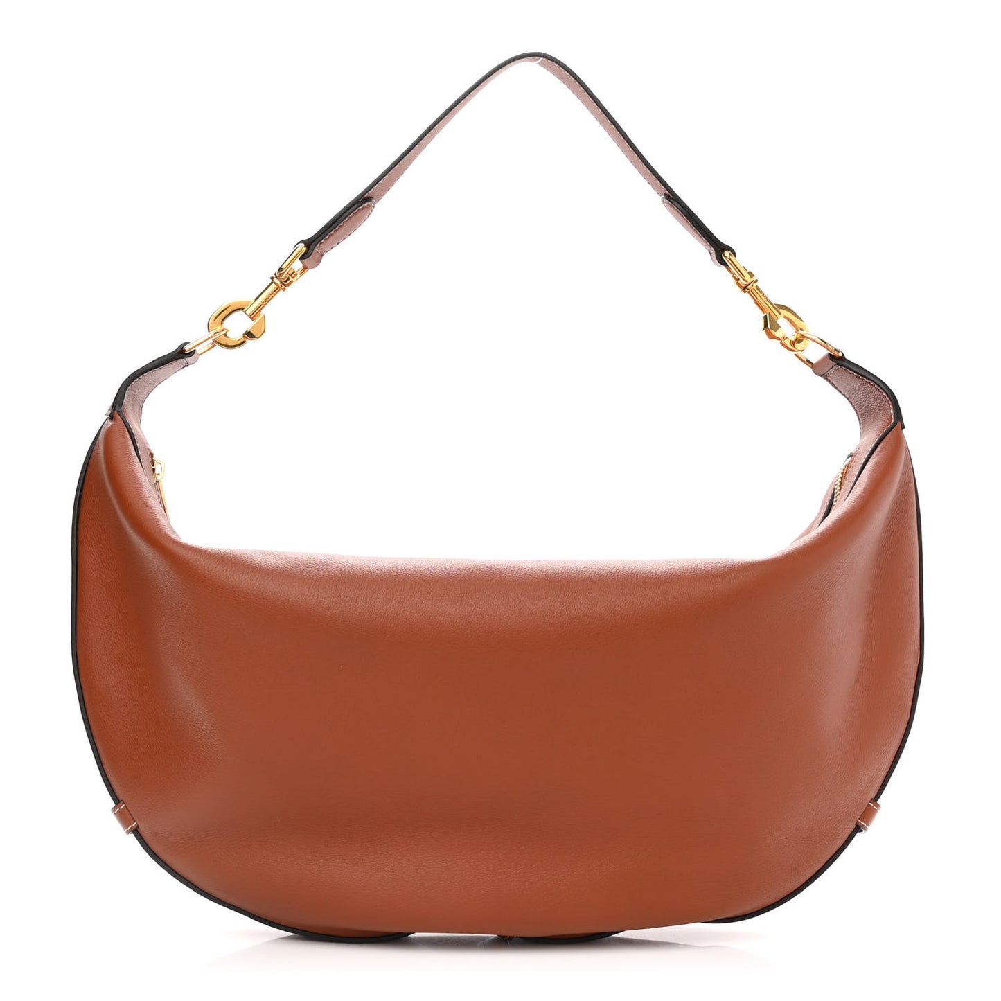 Supple Calfskin Medium Strap Leandre Shoulder Bag Brown