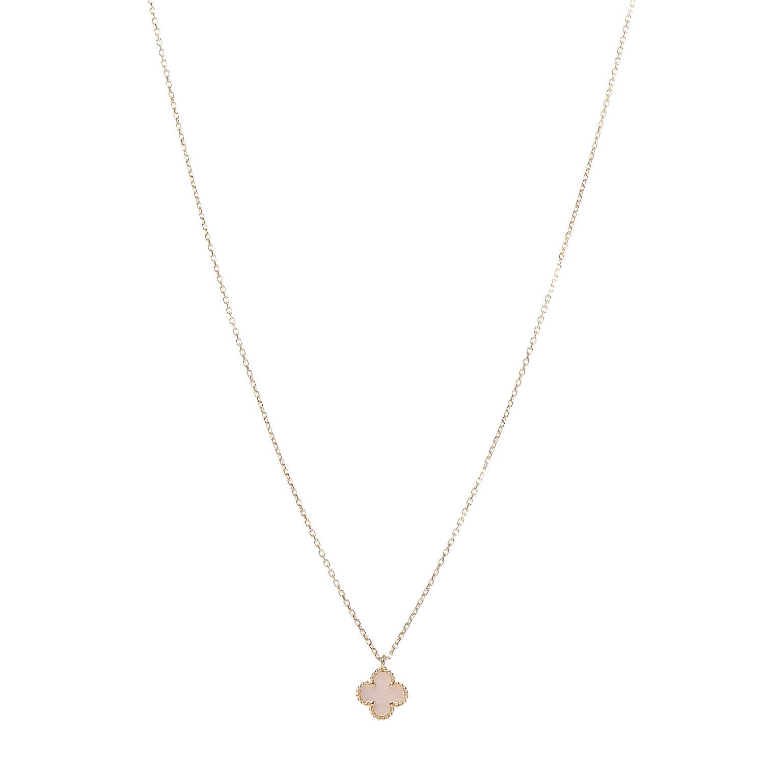 Van Cleef & Arpels 18K Yellow Gold Mother of Pearl Sweet Alhambra Pendant Necklace 1 of 8