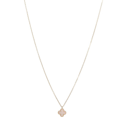 Van Cleef & Arpels 18K Yellow Gold Mother of Pearl Sweet Alhambra Pendant Necklace 1 of 8
