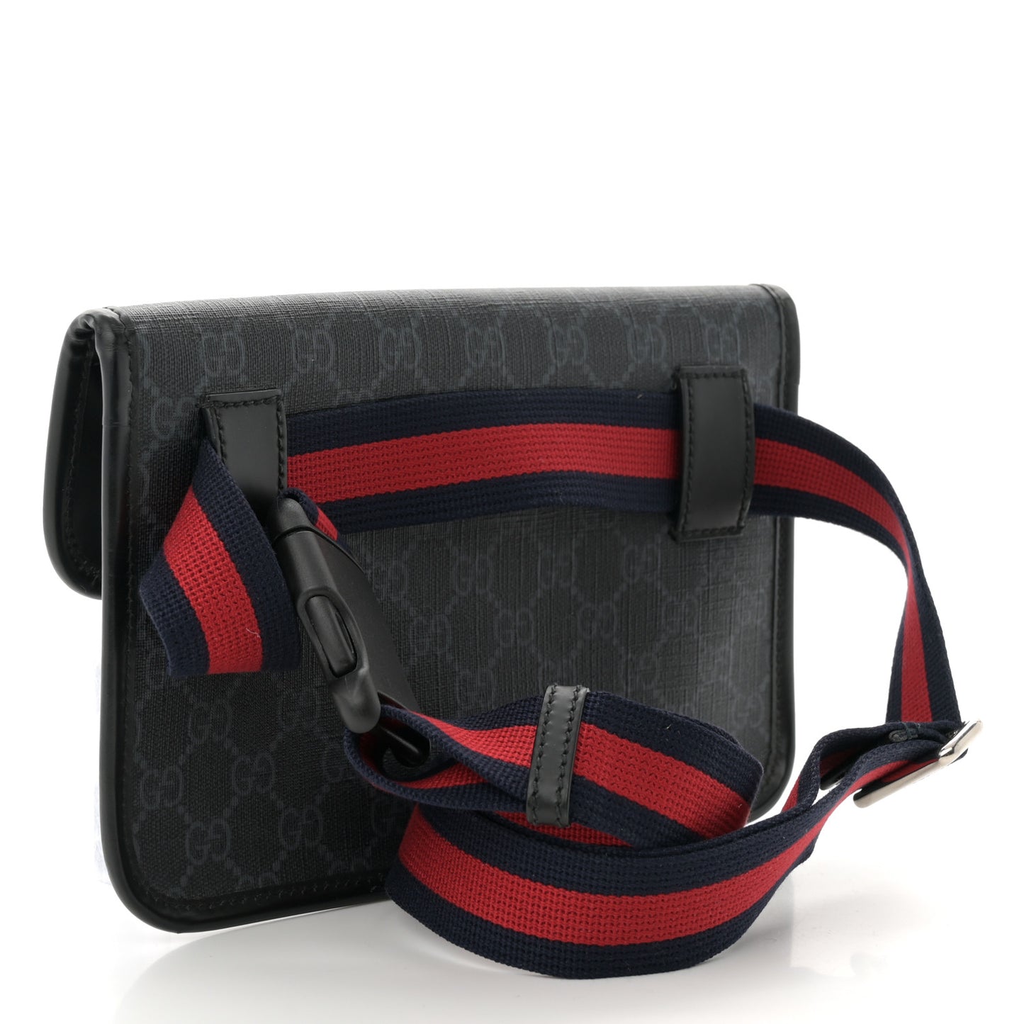 GG Supreme Monogram Web Slim Belt Bag Black Grey
