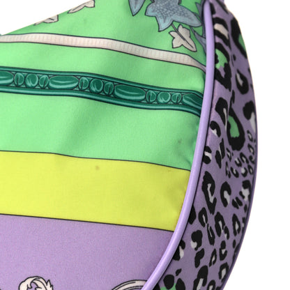 Versace Nylon Calfskin Barocco Mosaic Print Hobo Bag Jacaranda Multicolor 13 of 14