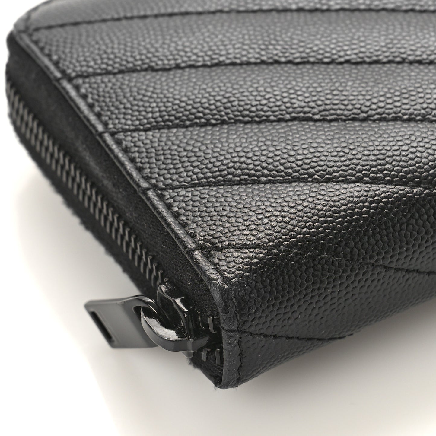 Grain De Poudre Matelasse Chevron Monogram Monochrome Zip Around Wallet Black