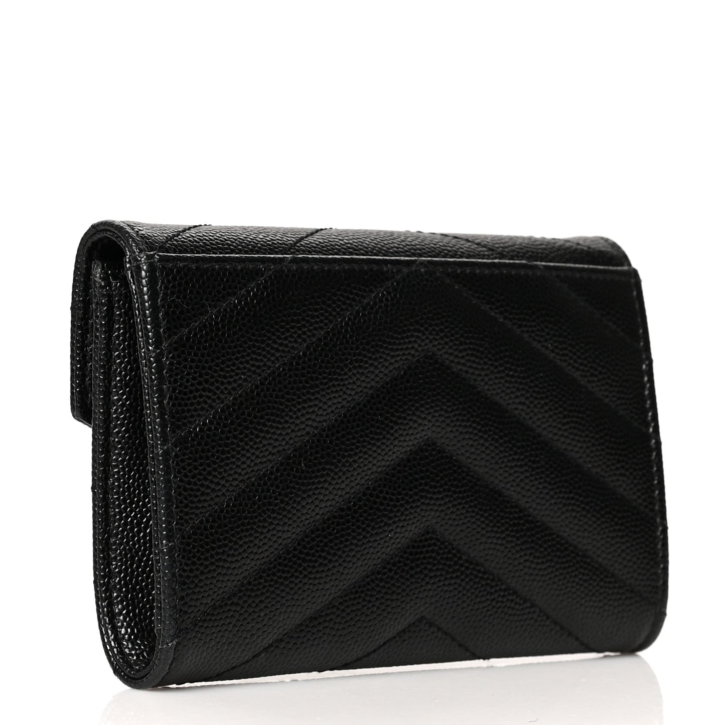 Grain De Poudre Matelasse Chevron Small Monogram Envelope Wallet Black