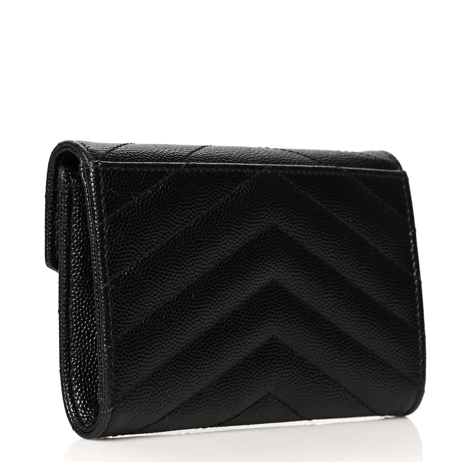 Saint Laurent Grain De Poudre Matelasse Chevron Small Monogram Envelope Wallet Black 3 of 7