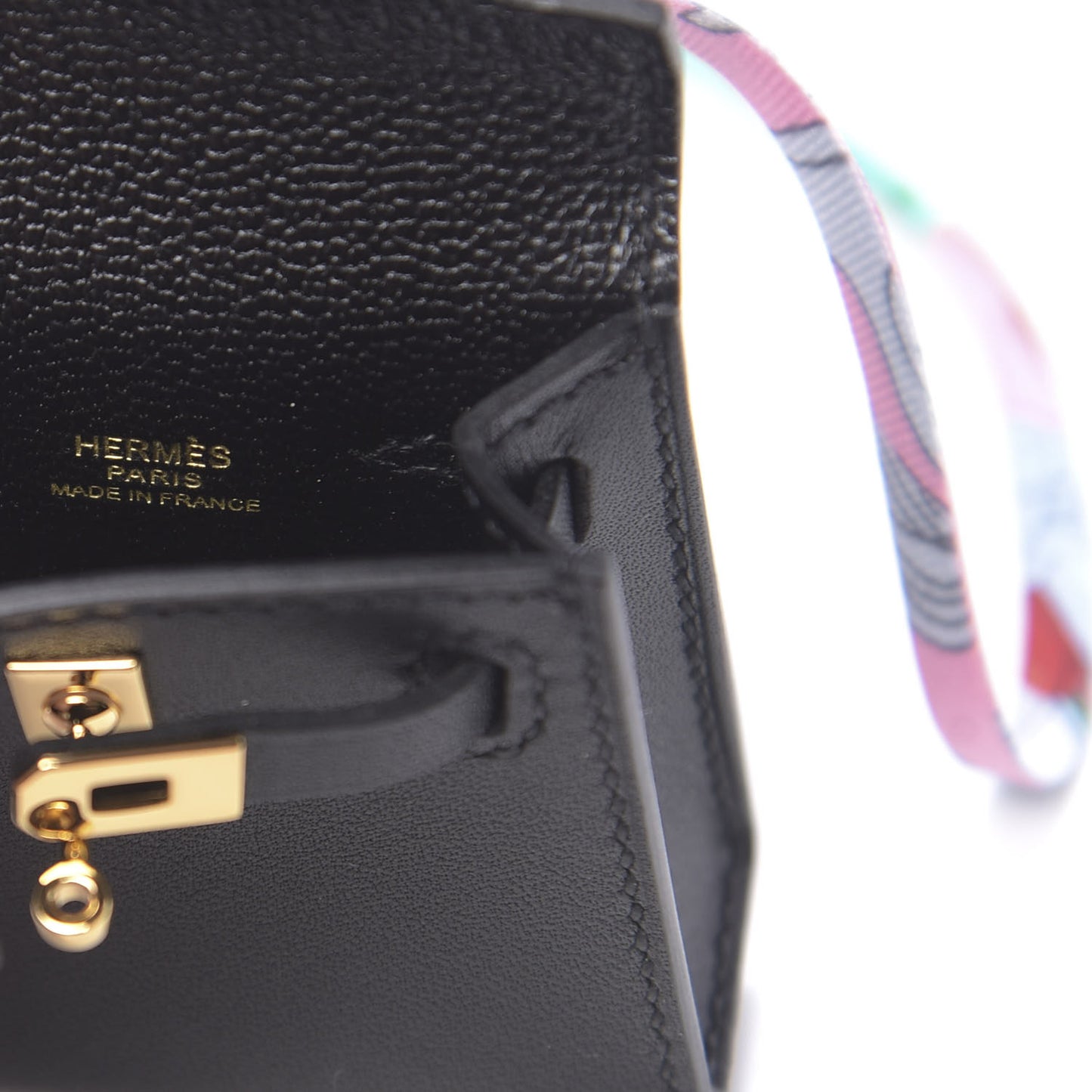 Tadelakt Mini Kelly Twilly Bag Charm Black