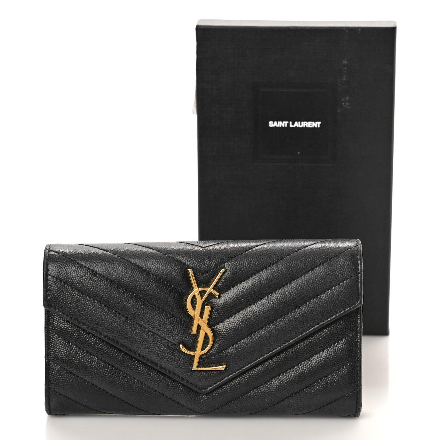 Grain De Poudre Matelasse Chevron Monogram Flap Wallet Black