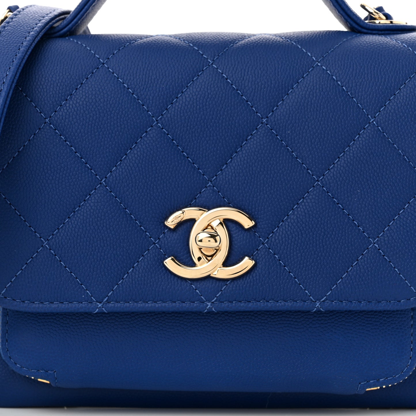 Caviar Quilted Small Business Affinity Flap Dark Blue