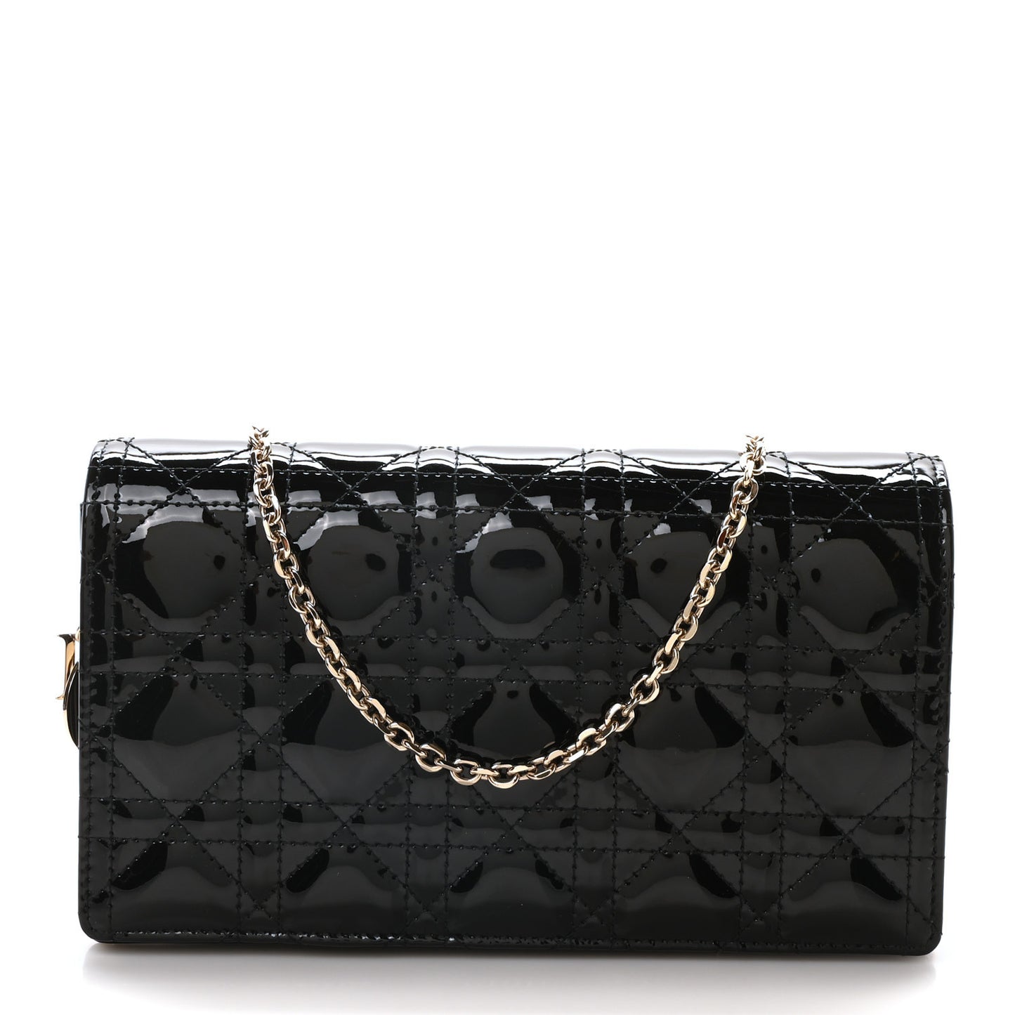 Patent Cannage Lady Dior Pouch Black