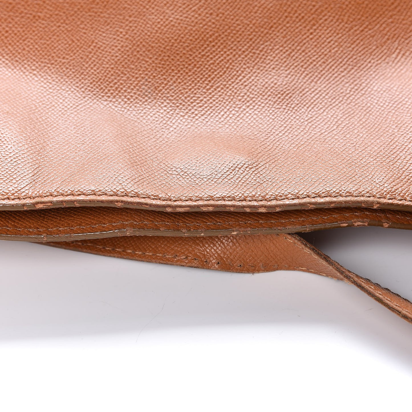 Grained Calfskin Logo Tote Brown