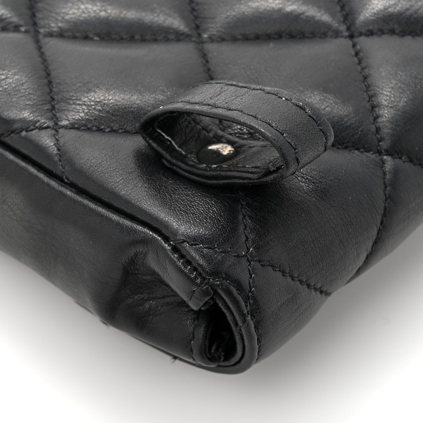 Lambskin Quilted Flap Waist Belt Bag 70 28 Black