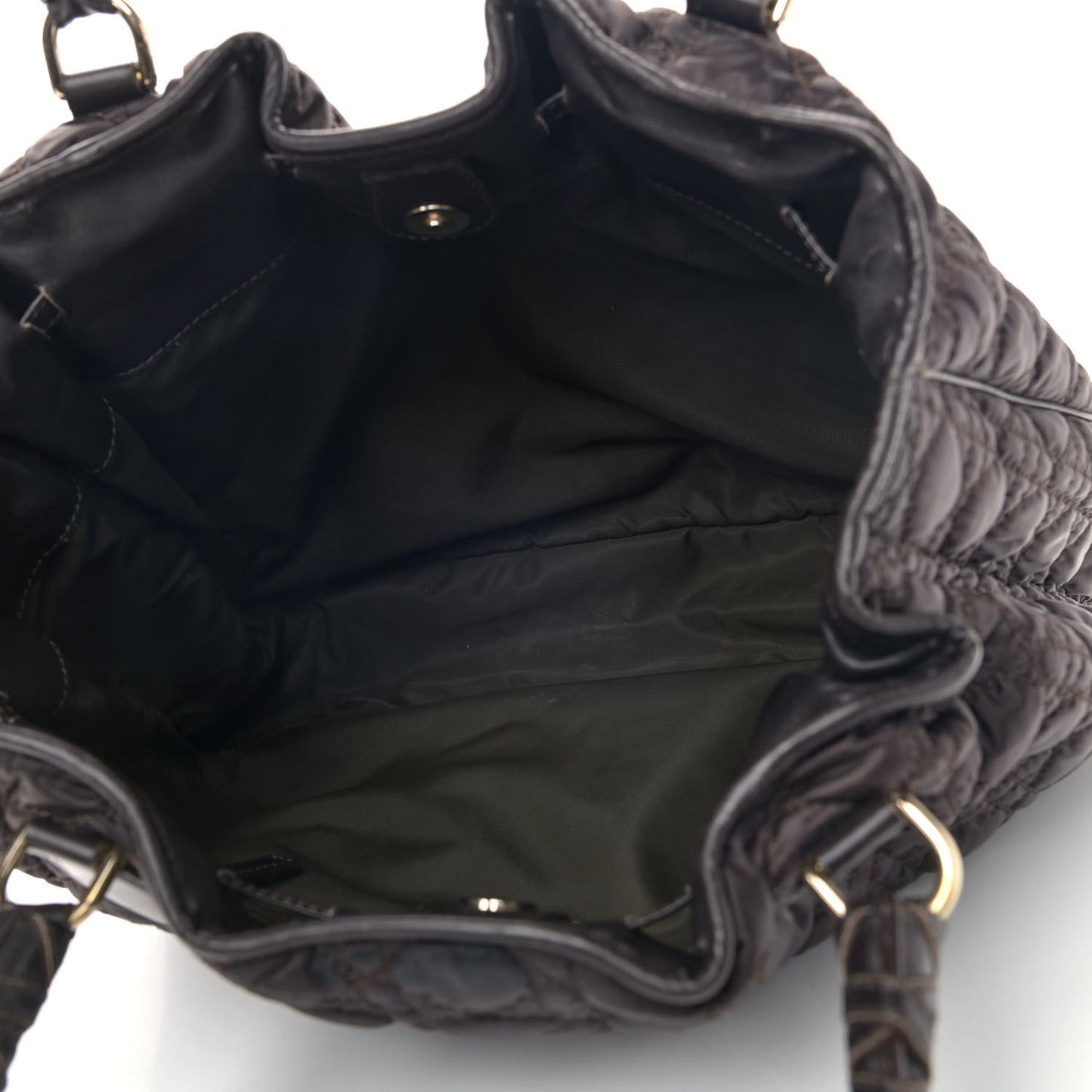 Nylon Cannage Shopper Tote Brown
